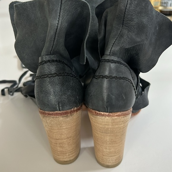 Free People Seven Wonders Wrap Tie Fringe Boho Ankle Heel Bootie size 37/7 - Picture 15 of 16